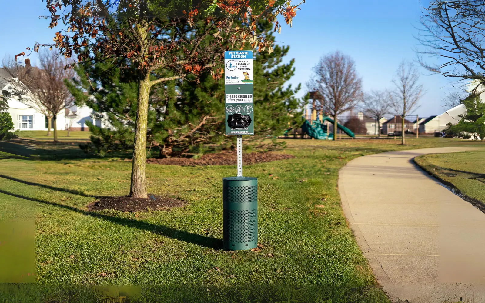 Pet Butler pet waste installation at dog park.