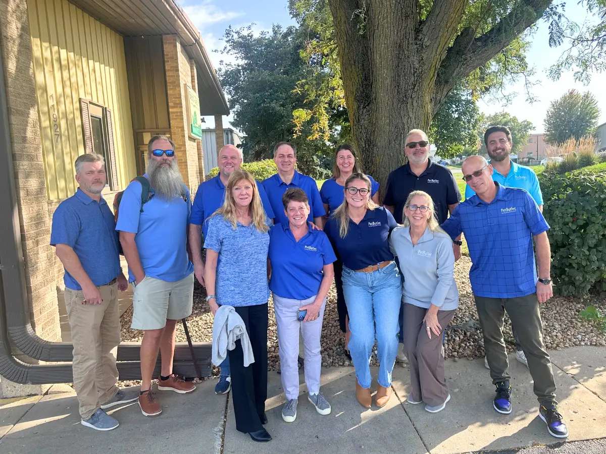 Pet Butler Franchise Owners and Corporate Support Staff gathering outside Pet Butler HQ for a group photo.